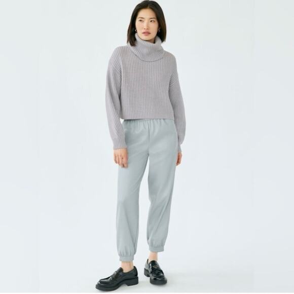 Aritzia Babaton Zedel Faux Leather Joggers in Light Gray, Women's Small $138 - Picture 2 of 11